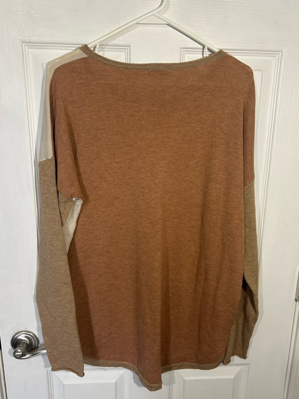 Smartwool shadow pine color block Cream and Tan Crew Neck Sweater X- Large - Picture 5 of 10